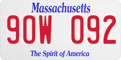 MA license plate 9OW092