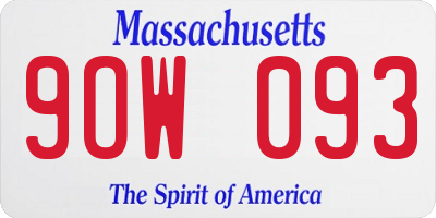 MA license plate 9OW093