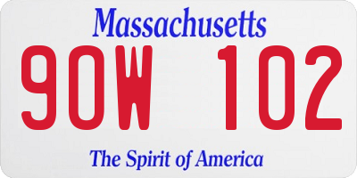 MA license plate 9OW102