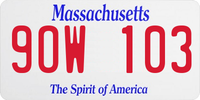 MA license plate 9OW103