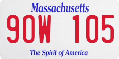 MA license plate 9OW105