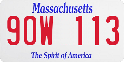 MA license plate 9OW113