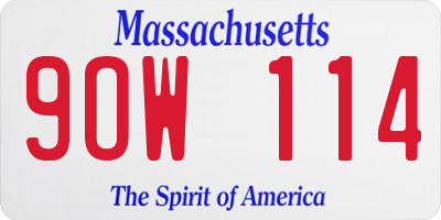 MA license plate 9OW114