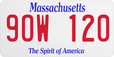 MA license plate 9OW120
