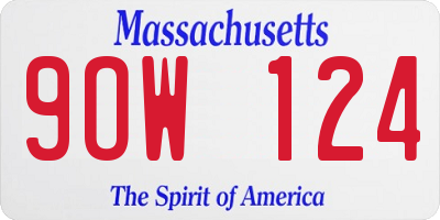 MA license plate 9OW124