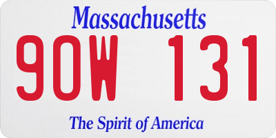 MA license plate 9OW131