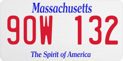 MA license plate 9OW132