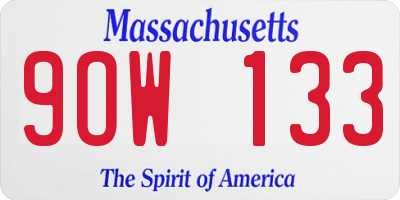 MA license plate 9OW133