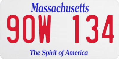 MA license plate 9OW134