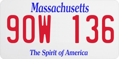 MA license plate 9OW136