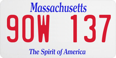 MA license plate 9OW137