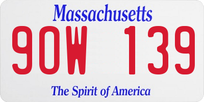 MA license plate 9OW139