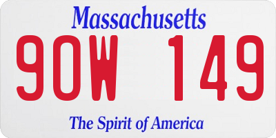 MA license plate 9OW149