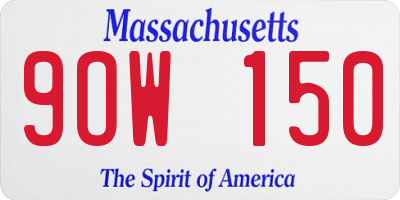 MA license plate 9OW150