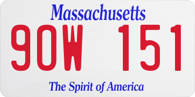 MA license plate 9OW151