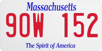 MA license plate 9OW152