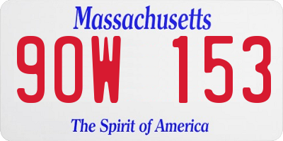 MA license plate 9OW153