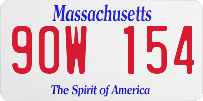 MA license plate 9OW154