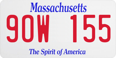 MA license plate 9OW155