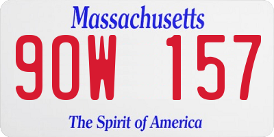 MA license plate 9OW157