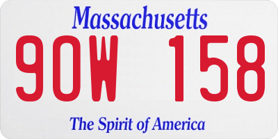 MA license plate 9OW158
