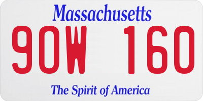 MA license plate 9OW160