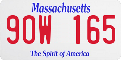 MA license plate 9OW165