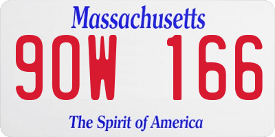 MA license plate 9OW166