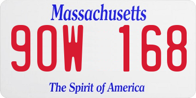 MA license plate 9OW168