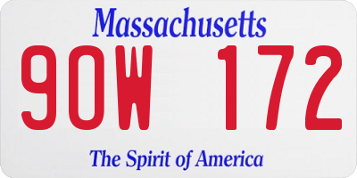 MA license plate 9OW172
