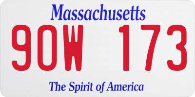 MA license plate 9OW173