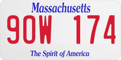 MA license plate 9OW174
