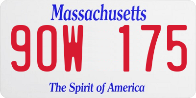 MA license plate 9OW175