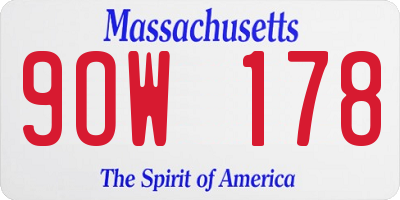 MA license plate 9OW178