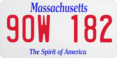MA license plate 9OW182