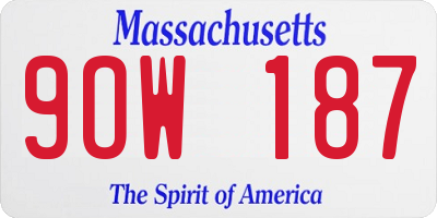 MA license plate 9OW187