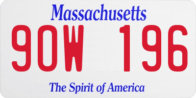 MA license plate 9OW196