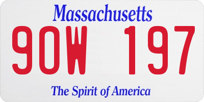 MA license plate 9OW197