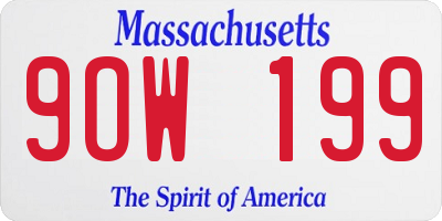 MA license plate 9OW199