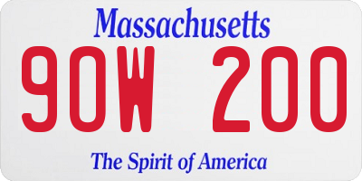 MA license plate 9OW200