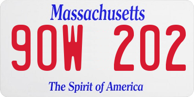 MA license plate 9OW202