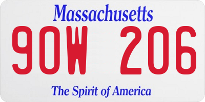 MA license plate 9OW206
