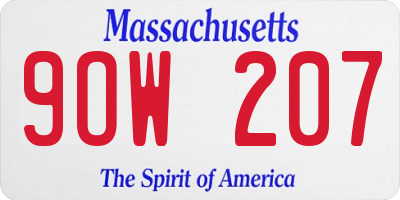 MA license plate 9OW207