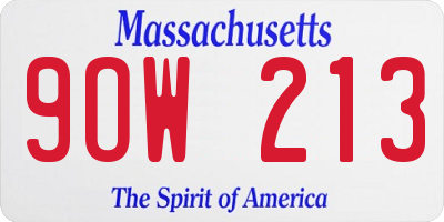 MA license plate 9OW213