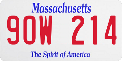 MA license plate 9OW214