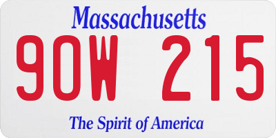 MA license plate 9OW215