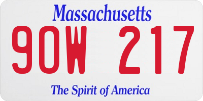 MA license plate 9OW217