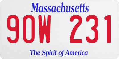 MA license plate 9OW231