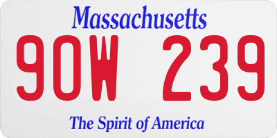 MA license plate 9OW239