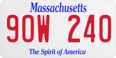 MA license plate 9OW240